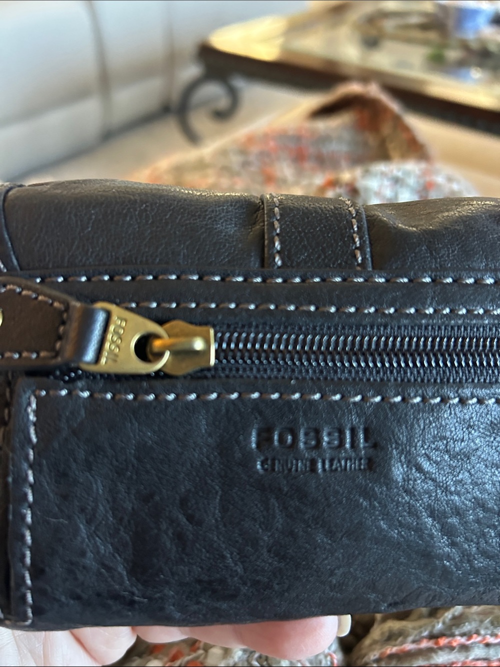 Fossil Black Leather Mini Wallet with Brass Plate Vintage Never Used! So Good! - Picture 11 of 11